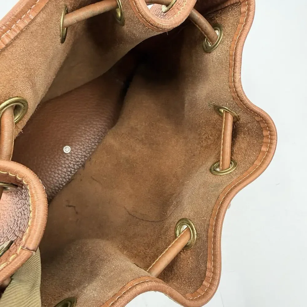 Dooney & Bourke Brown Leather Drawstring Bucket Bag Shoulder Vintage USA Classic